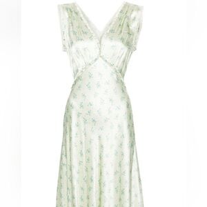 Doen Floral Green and White Dress ISO